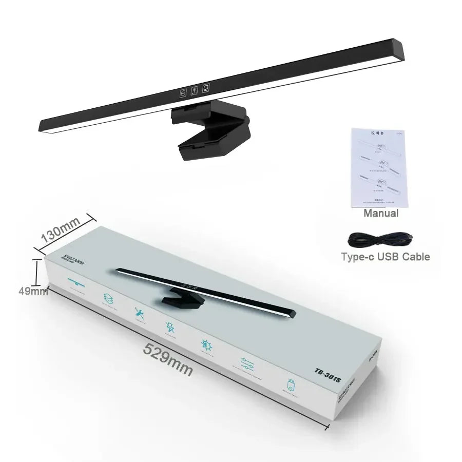 50cm PC Screen Display Hanging Light Computer Monitor Lamp Eye Protection Desk Lights Dimmable Timing Function for Study Work