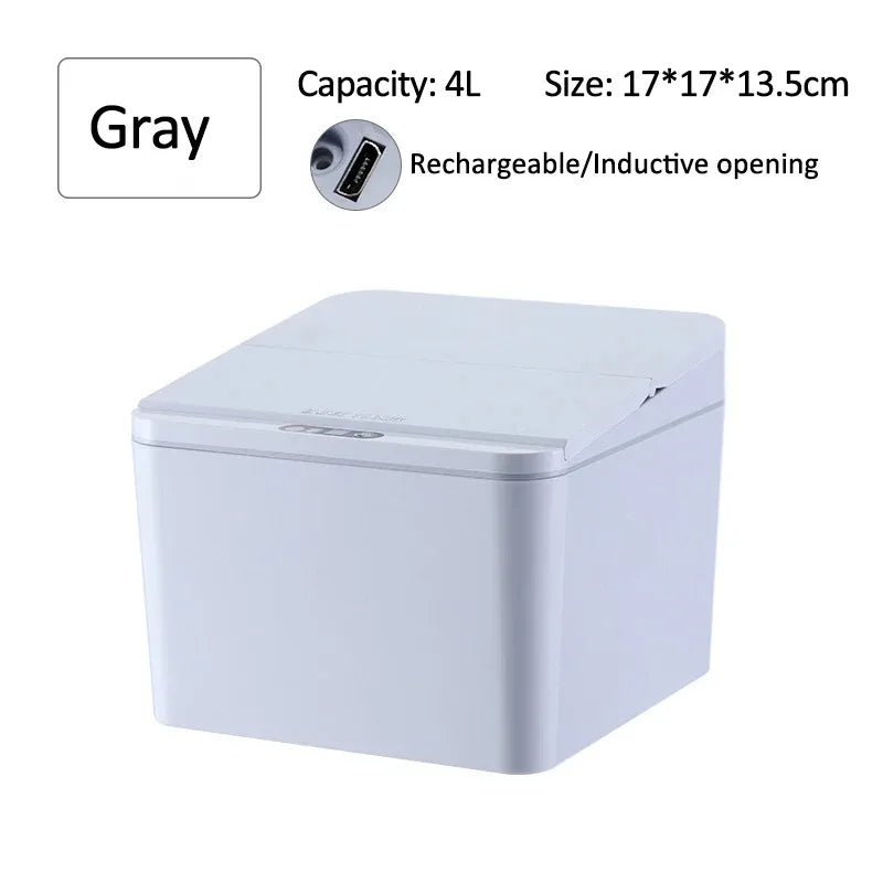Intelligent Mini Desktop Trash Can Automatic Touchless Infrared Motion Sensor Trash Can Car Trash Portable Storage For Kitchen