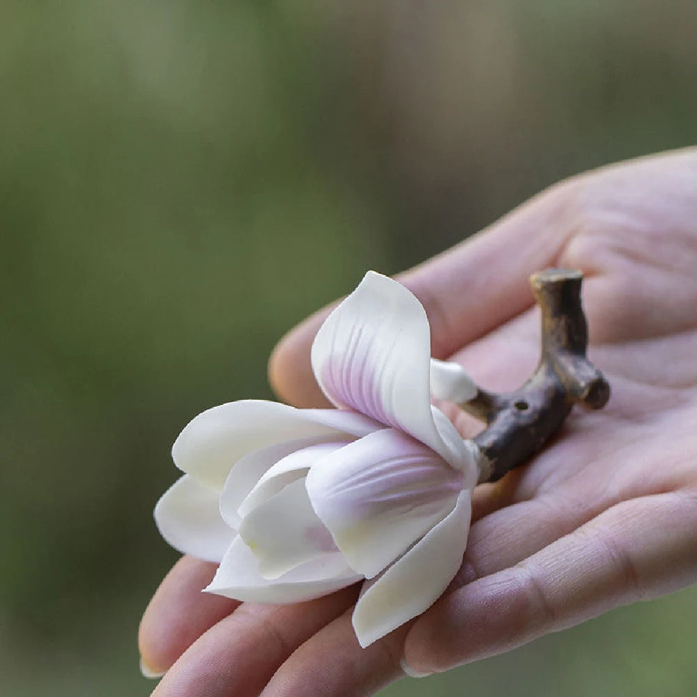 Handmade ceramic magnolia stick incense burner holder, elegant home decoration incense holder
