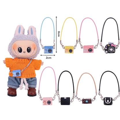 Doll Mini Crossbody Bag Cartoon Model Camera Pendant Doll Accessories For 15-17cm Plush Labubu Doll Gift,Girl's Dollhouse Toys