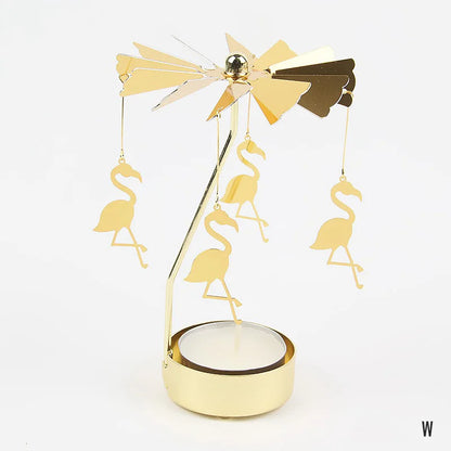 Carousel Candle Holder Gold Metal Candlesticks Room Decor Cake Rotating Candle Stand Home Decoration For Valentine's Christmas
