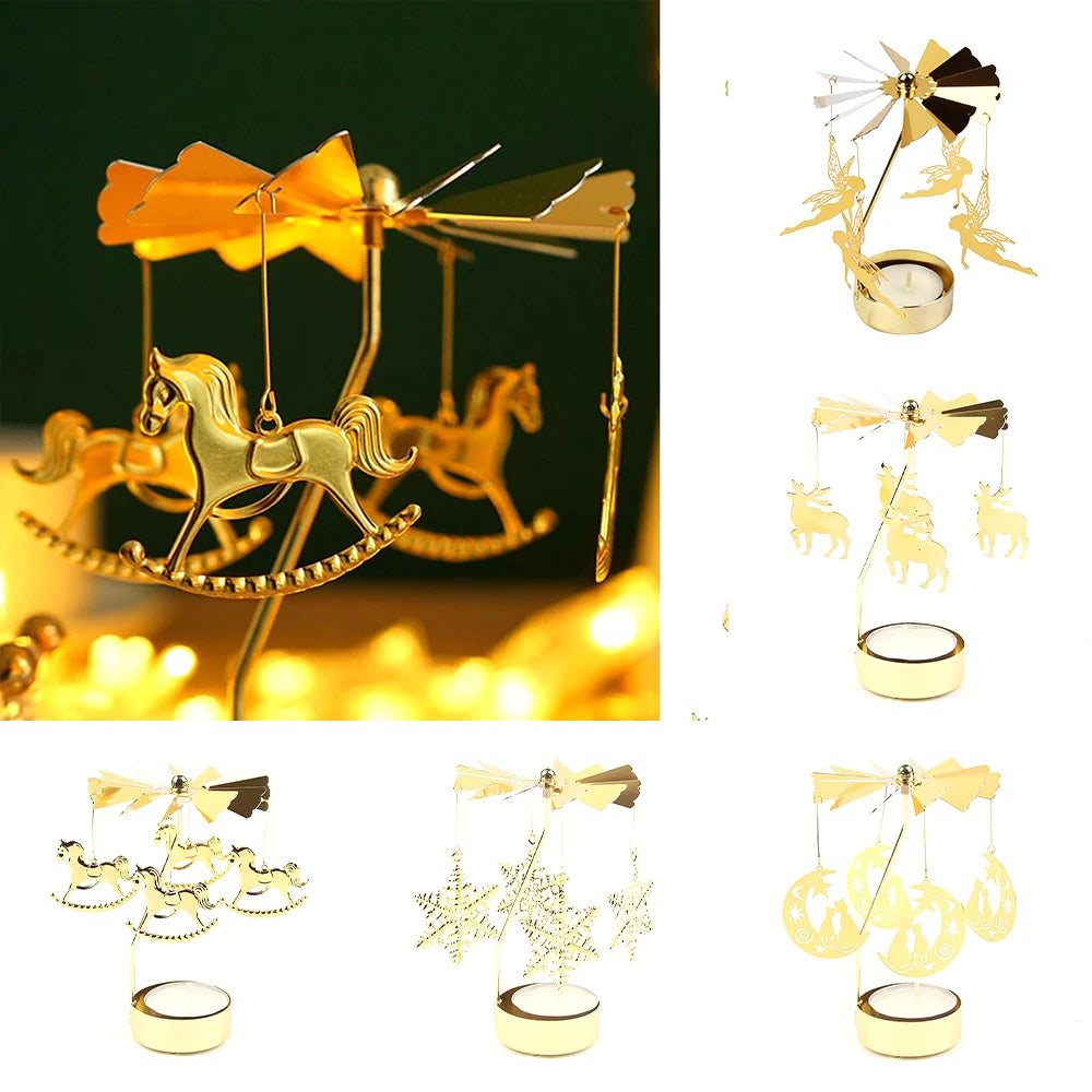 Metal Rotary Candle Holder Rotating Candle Holder Dinner Party Wedding Party Christmas Candle Holder Stand Home Decoration