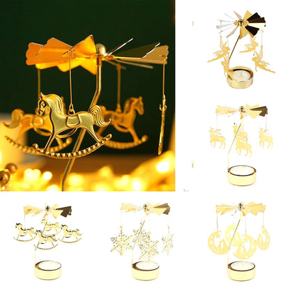 Metal Rotary Candle Holder Rotating Candle Holder Dinner Party Wedding Party Christmas Candle Holder Stand Home Decoration