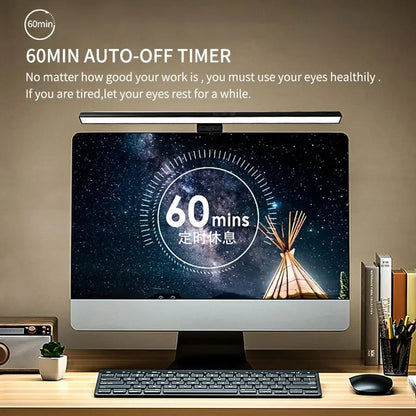 50cm Hanging PC Desk Lamp Computer Screen Display Light Computer Monitor Light Dimmable Timing Eye Protection for Study Work