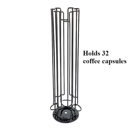 Holds 32 Pieces Coffee Capsule Holder Rotatable Coffee Capsule Stand Stylish Metal Coffee Storage Holder Home Kitchen Cafe Use