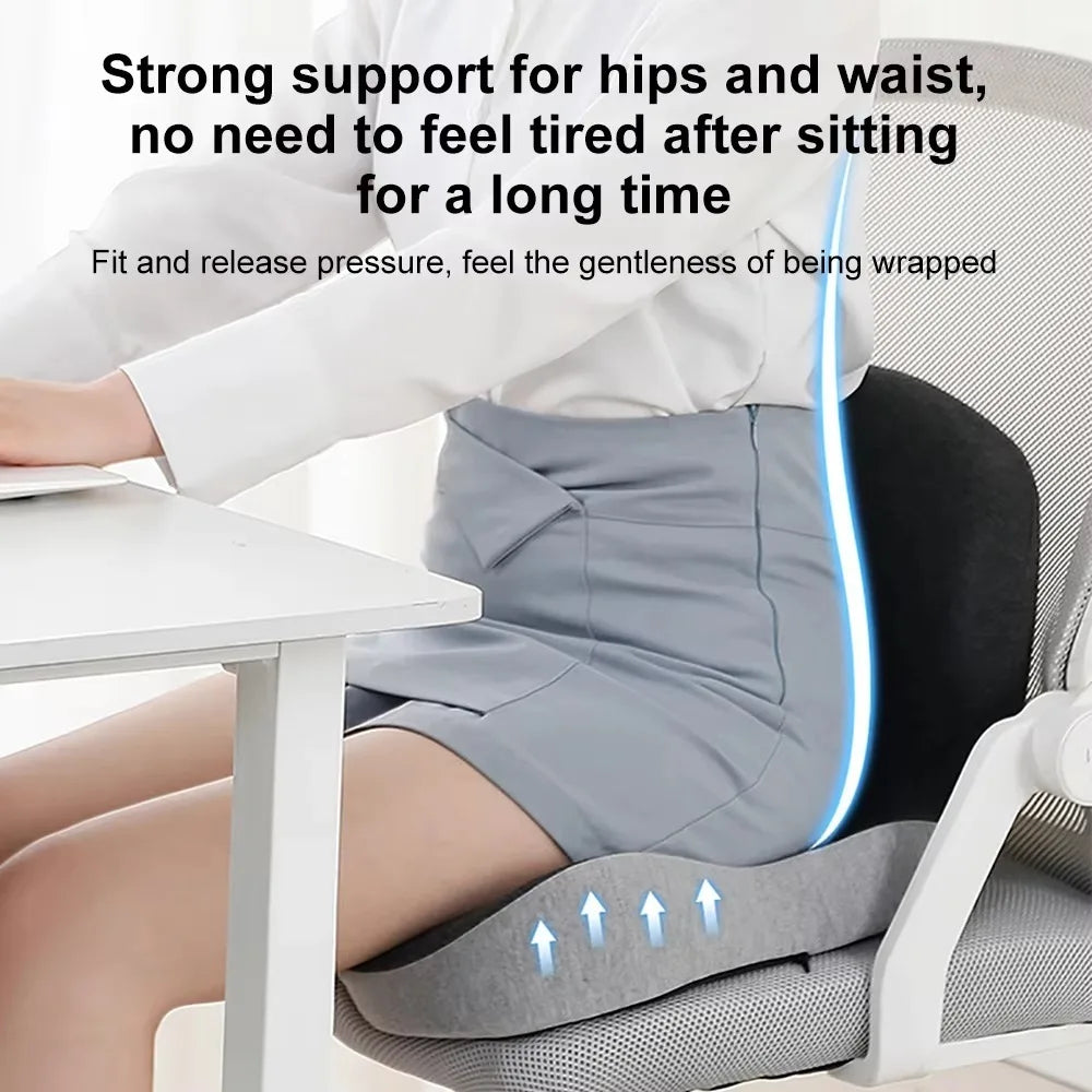 Comfort Memory Foam Backrest Cushion Breathable Non-Slip Chair Cushion One-piece Design Waist Protection Truck Seat Cushion