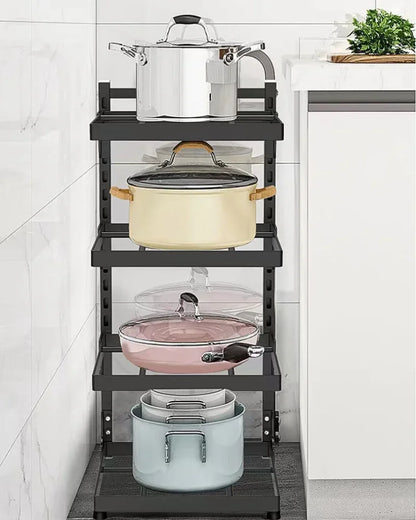 Kitchen Sink Organizer Rack Adjustable Pot Cabinet Rack Holder Multi-layer Home Frying Pan Holder Pot Bowl Storage Racks