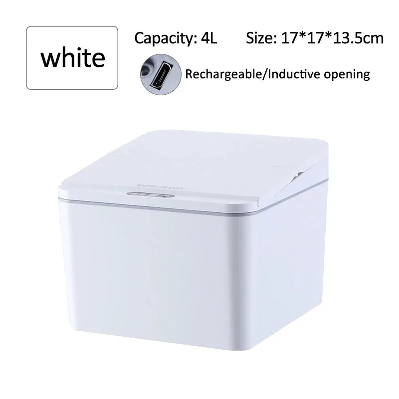 Intelligent Mini Desktop Trash Can Automatic Touchless Infrared Motion Sensor Trash Can Car Trash Portable Storage For Kitchen