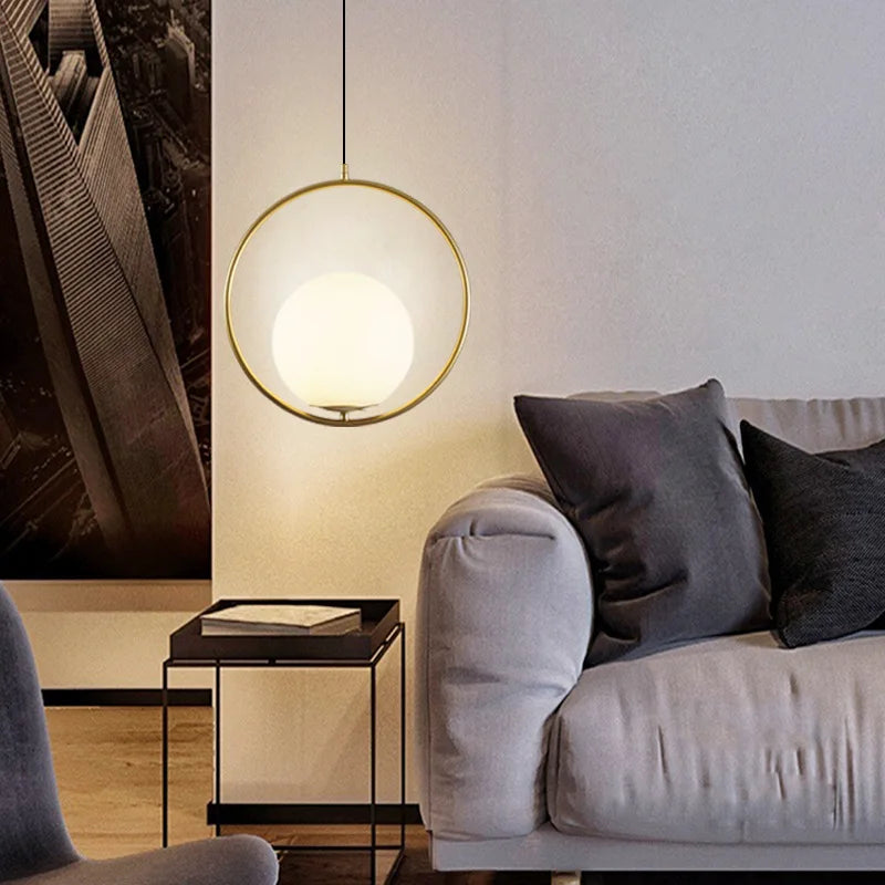 White Ball Tube LED Pendant light luxury chandelier Bedroom Bar Aisle Bedside Minimalist Restaurant Background wall decoration
