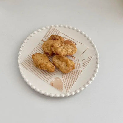 French Ins Ceramic Plates Home Pearl Edge Plates Western Cuisine Dish Home Breakfast Plates Steak Oval Household Tableware