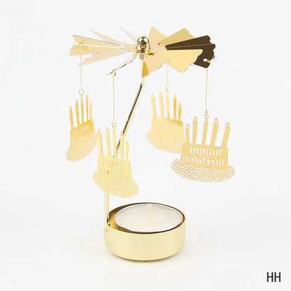 Carousel Candle Holder Gold Metal Candlesticks Room Decor Cake Rotating Candle Stand Home Decoration For Valentine's Christmas