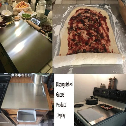 304 Heavy Duty Kitchen Cutting Board Cutting Board with Edge Large Stainless Steel Baking Board Kitchen Multifunctional Utensils