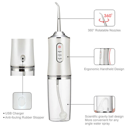 Smart Electric Oral Irrigator Water Flosser 4 Jets 3 Modes USB Charging Water Jet Irrigator Dental Teeth Cleaner