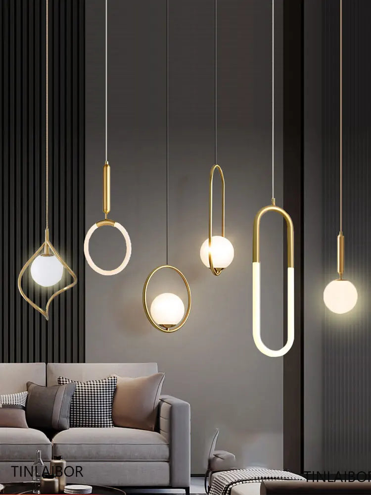 White Ball Tube LED Pendant light luxury chandelier Bedroom Bar Aisle Bedside Minimalist Restaurant Background wall decoration