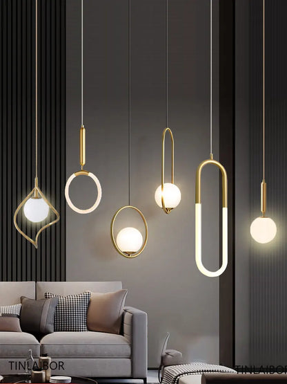 White Ball Tube LED Pendant light luxury chandelier Bedroom Bar Aisle Bedside Minimalist Restaurant Background wall decoration