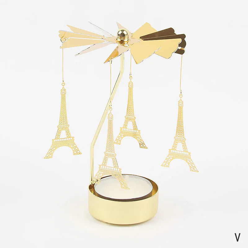 Carousel Candle Holder Gold Metal Candlesticks Room Decor Cake Rotating Candle Stand Home Decoration For Valentine's Christmas