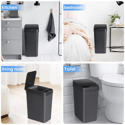 Bathroom Touchless Trash, 12L Motion Sensor-Activated Trash Can with Lid, Automatic Kitchen Trash for Office, Living Room, Bedroom
