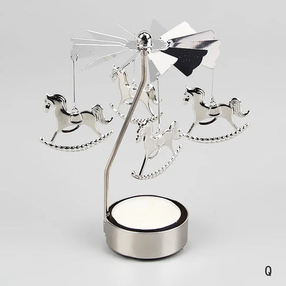 Metal Candlesticks For Candles Modern Room Decor Silver Carousel Candle Tea Light Holder Damper Home Decoration Valentine's Gift