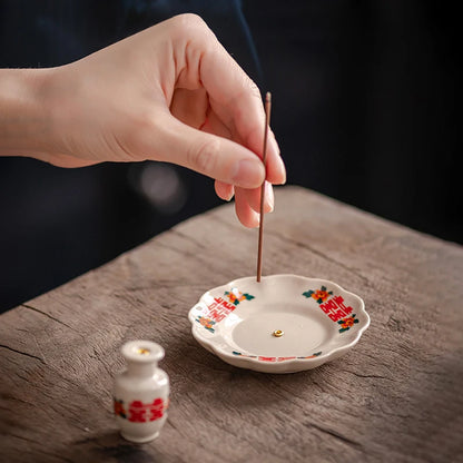 2 in 1 Chinese Incense Holder Ceramic Incense Burner for Incense Stick Home Indoor Fragrance Tools Buddhism Supplies Home Decor