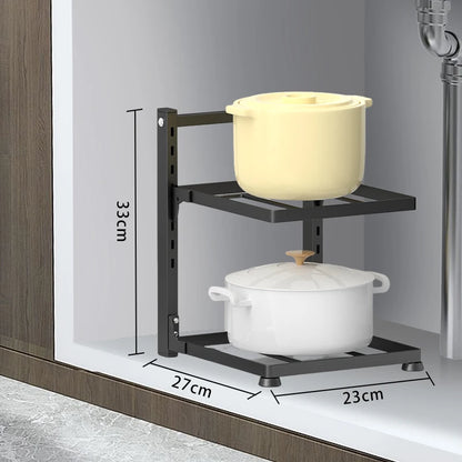 Kitchen Sink Organizer Rack Adjustable Pot Cabinet Rack Holder Multi-layer Home Frying Pan Holder Pot Bowl Storage Racks