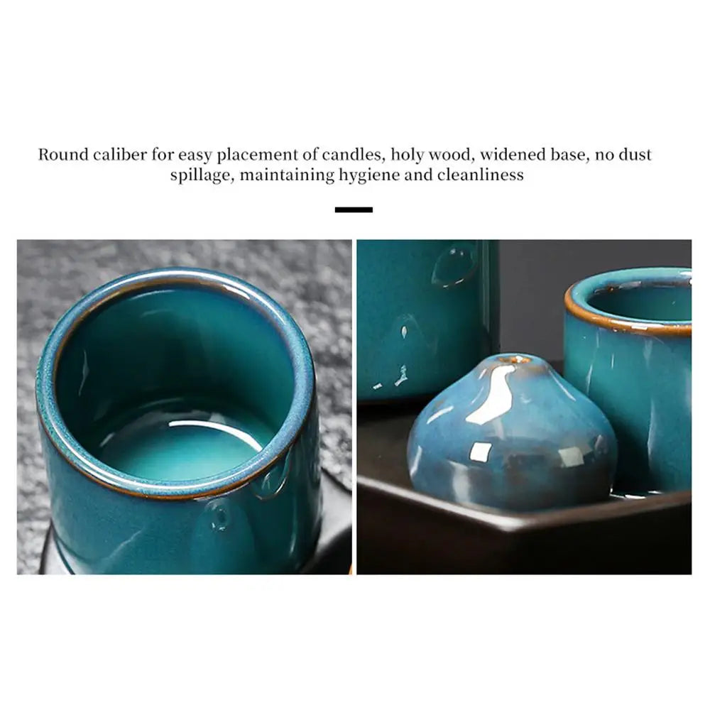 Incense Holder Ceramic Burner Stand Bowl 4-in-1 Incense Stick Holder Spiritual Zen Art For Living Room Yoga Relaxation Home