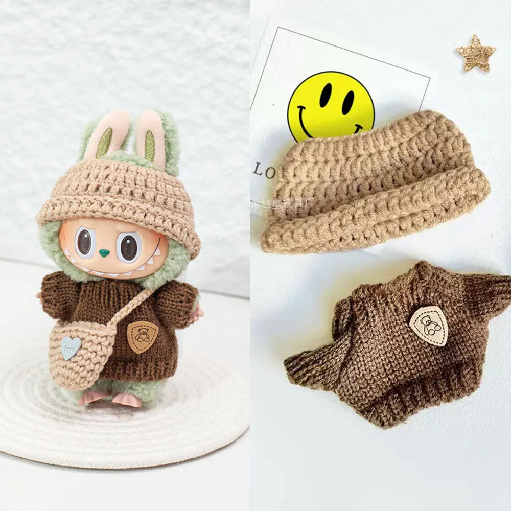 For Labubu Doll Clothing Cute Sweater Set 17cm Clothing Shoes Doll DIY Accessories Training Sitting Party Games Toys Gifts