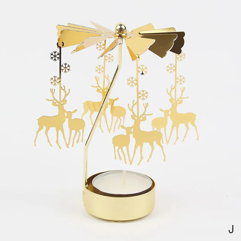 Carousel Candle Holder Gold Metal Candlesticks Room Decor Cake Rotating Candle Stand Home Decoration For Valentine's Christmas