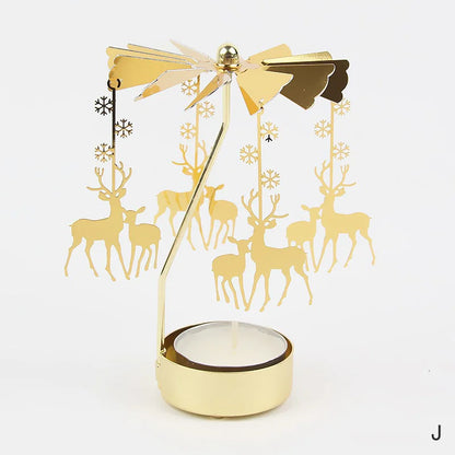 Carousel Candle Holder Gold Metal Candlesticks Room Decor Cake Rotating Candle Stand Home Decoration For Valentine's Christmas