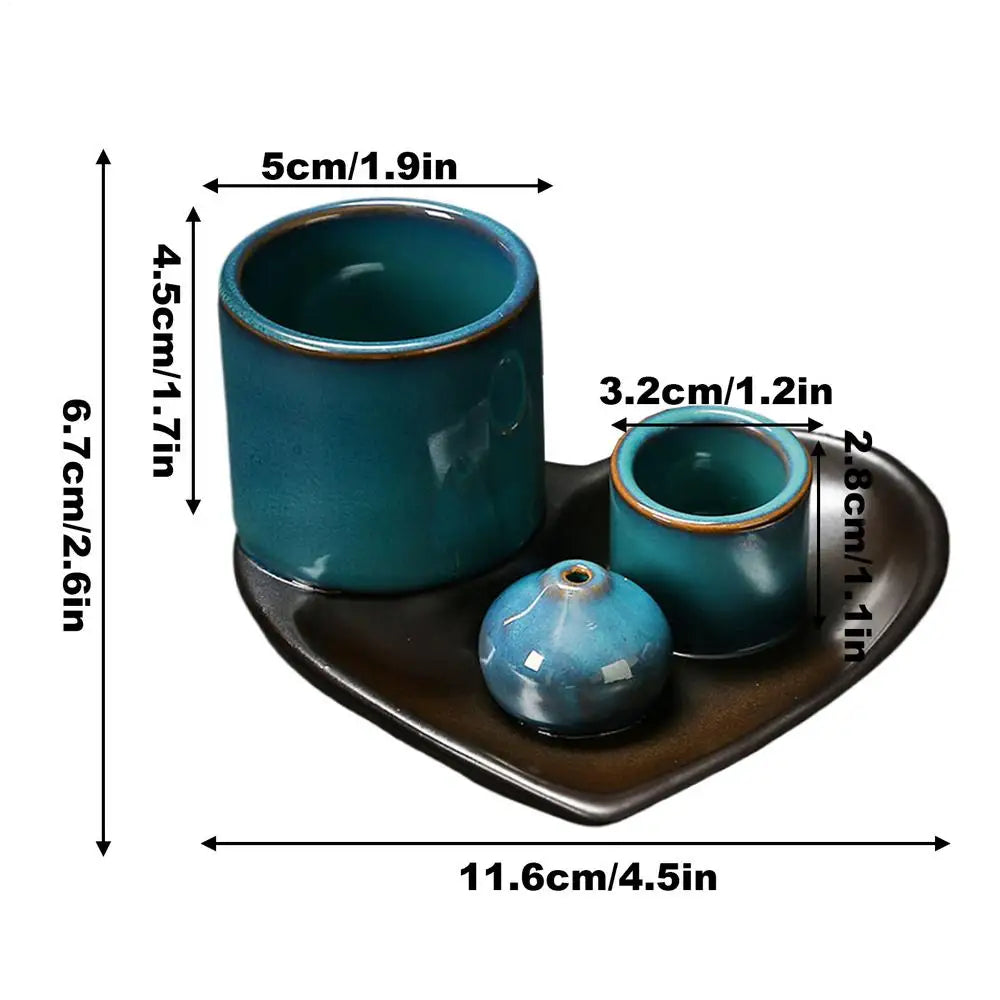 Incense Holder Ceramic Burner Stand Bowl 4-in-1 Incense Stick Holder Spiritual Zen Art For Living Room Yoga Relaxation Home