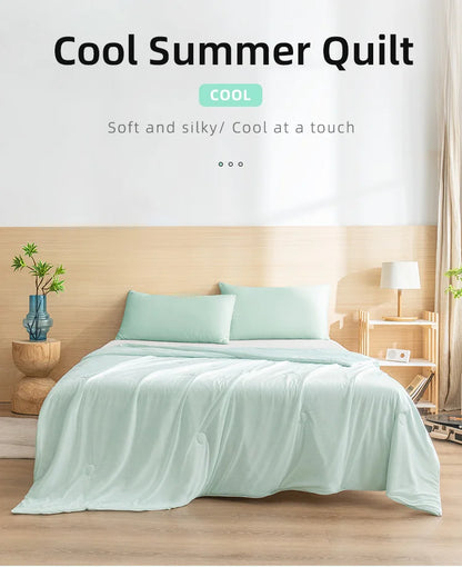 Cooling Blanket for Bed Silky Air Condition Comforter Lightweight Cooled Ice Summer Quilt with Double Side Cold & Cooling Fabric