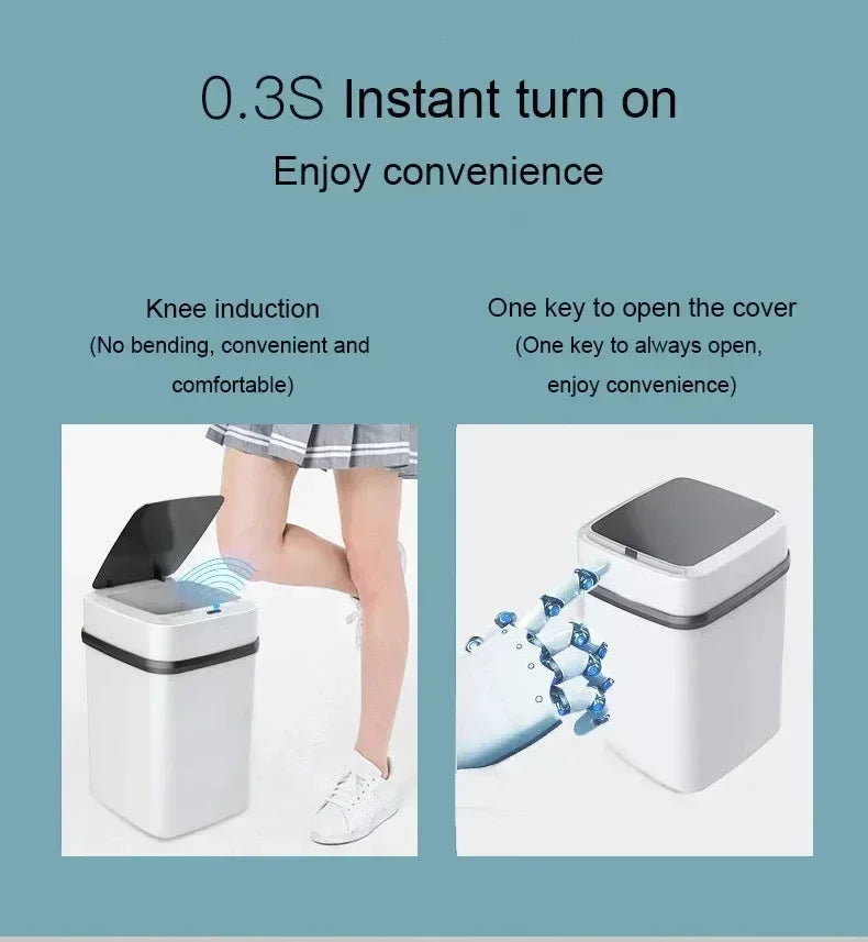 Smart Trash Can Intelligent Waste Bin Automatic Sensor Dustbin with Lid Waterproof Recycling Bins for Home Kitchen Bathroom