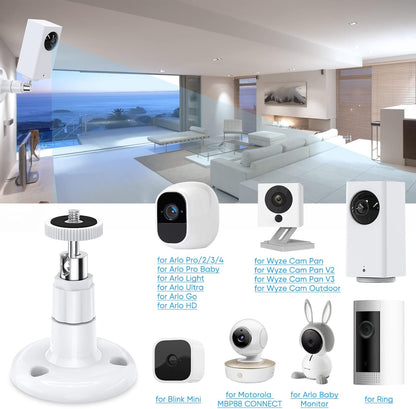 Wall Mount Compatible with Wyze Cam Pan V3 & Wyze Cam V3/Wyze Cam Outdoor, 360 Degree Swivel Adjustable Indoor Outdoor Mount Bracket for Wyze Cam and Other Camera with Same Interface 2 Pack