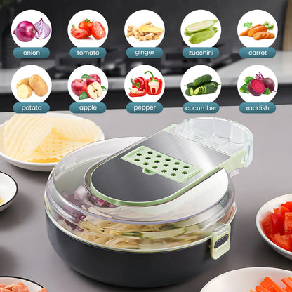 Vegetable Chopper,  Multifunctional 12-In-1 Veggie Chopper with 7 Blades, Onion Chopper Food Chopper Vegetable Slicer Cutter Dicer