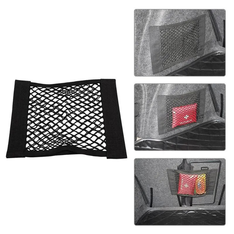 Car Back Rear Trunk Storage Net Seat Elastic String Net Magic Sticker Mesh Storage Bag Auto Organizer Seat Back Bag Free shipping