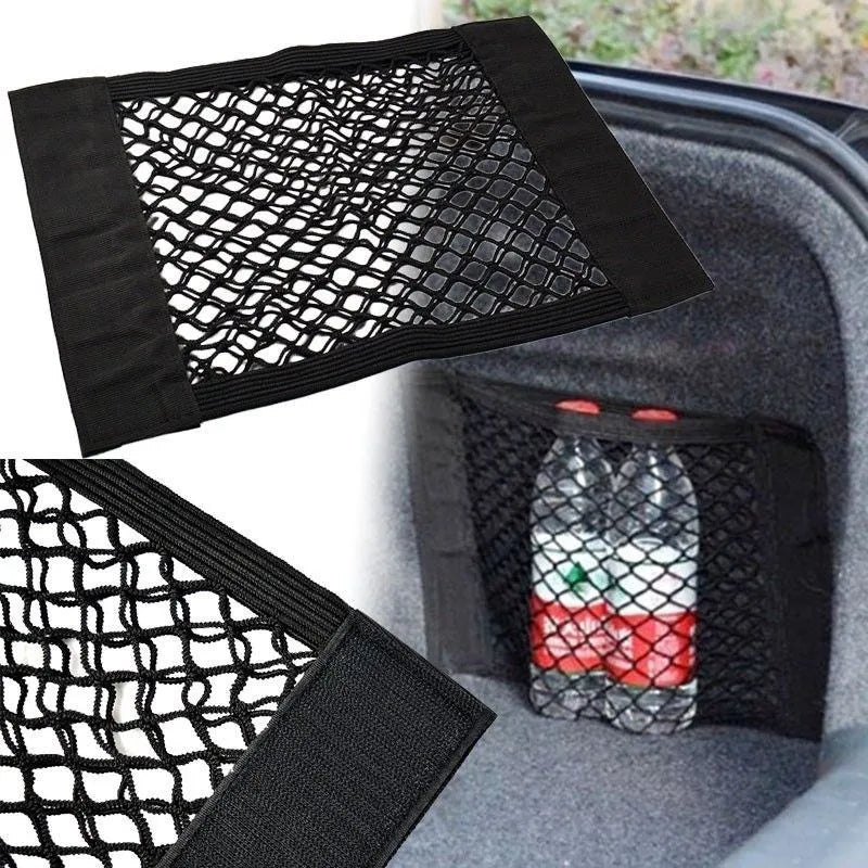 Car Back Rear Trunk Storage Net Seat Elastic String Net Magic Sticker Mesh Storage Bag Auto Organizer Seat Back Bag Free shipping