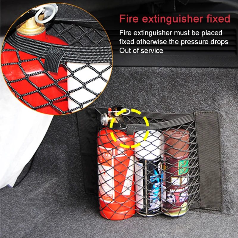 Car Back Rear Trunk Storage Net Seat Elastic String Net Magic Sticker Mesh Storage Bag Auto Organizer Seat Back Bag Free shipping