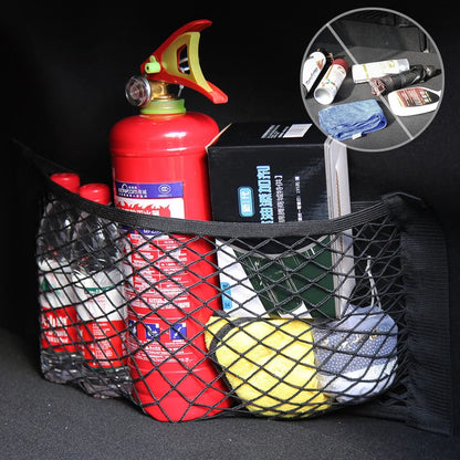 Car Back Rear Trunk Storage Net Seat Elastic String Net Magic Sticker Mesh Storage Bag Auto Organizer Seat Back Bag Free shipping
