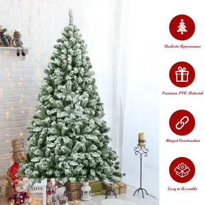 6 Ft Snow Flocked Hinged Artificial Christmas Tree Unlit Holiday Decor