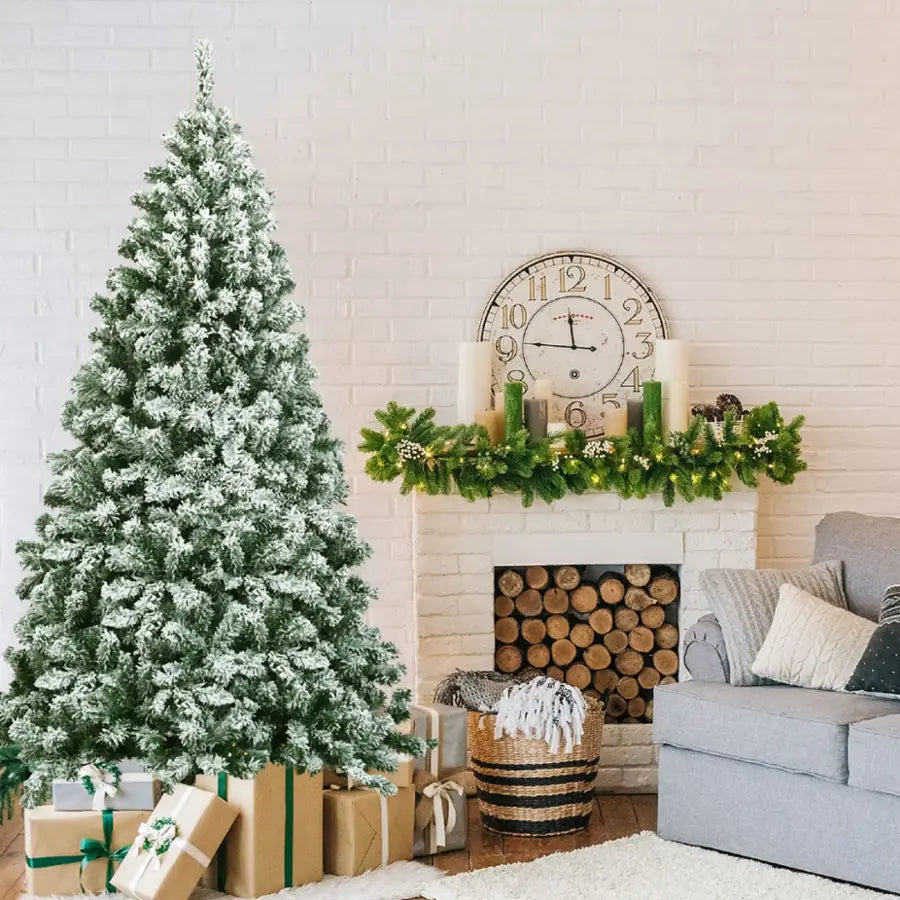 6 Ft Snow Flocked Hinged Artificial Christmas Tree Unlit Holiday Decor